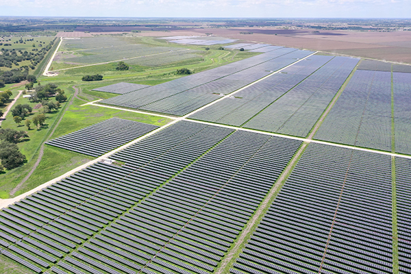 Aerial view of solar facility