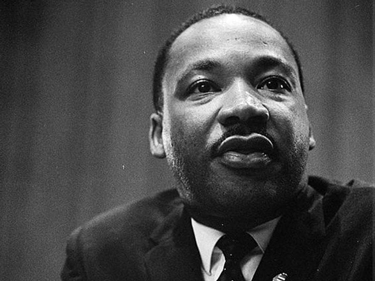 Black and white portrait of Dr. Martin Luther King Jr. 