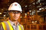 One of the project’s engineers inside the aluminum plant