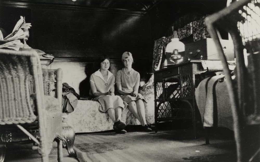 Laura Bechtel (left), the wife of second-generation leader Steve Bechtel Sr., sits inside WaaTeeKaa with a friend.
