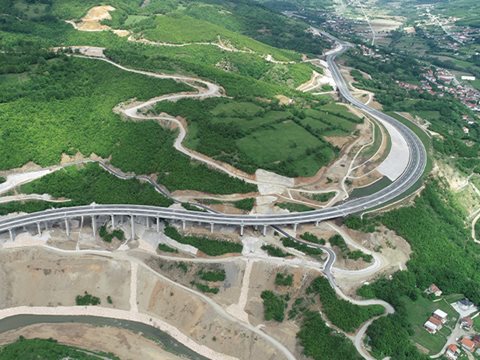 Aerial view of Kosovo Motorway