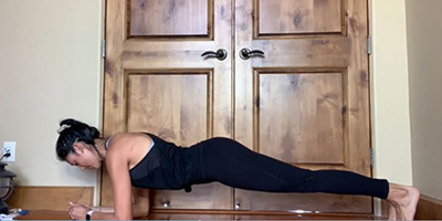 Woman in a plank position