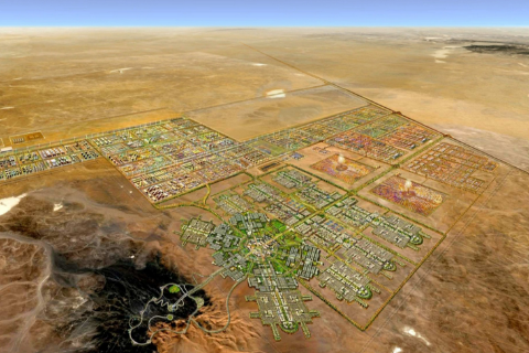 Aerial view of the Wa'ad Al Shamaal city development