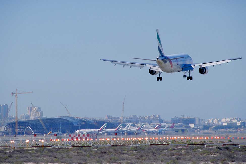 A plane using the airport while the modernization project was underway