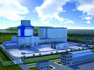 Rendering of a nuclear power plant using a Westinghouse AP1000 reactor. Courtesy of Westinghouse Electric Company