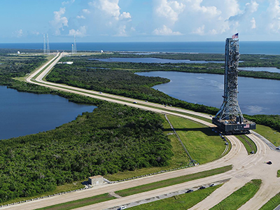 mobile launcher moving into position