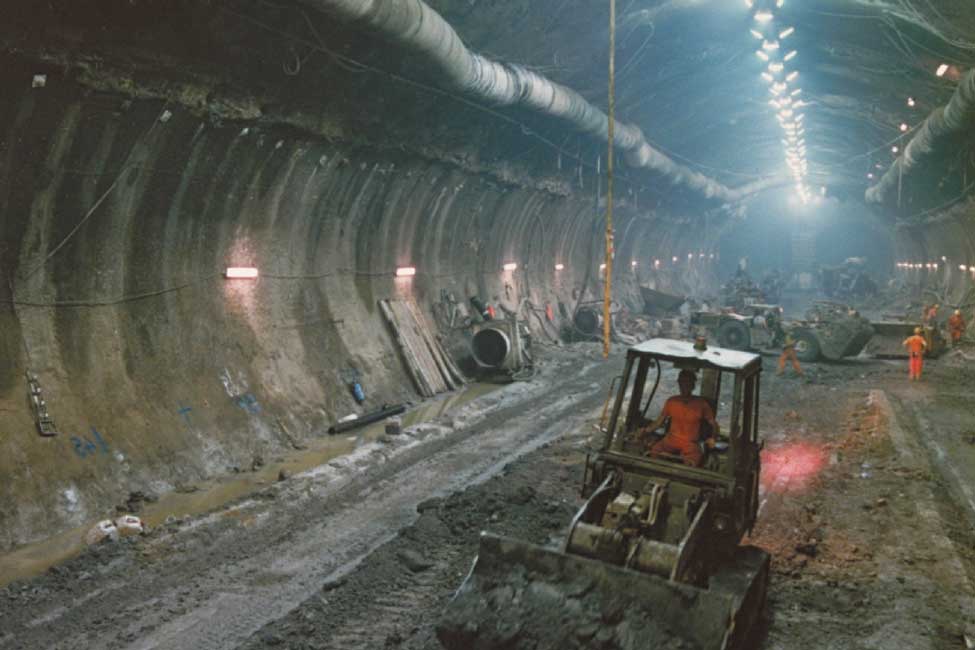 As the Chunnel actually has three tunnels, crews undertook nearly 100 miles (155 km) of tunneling