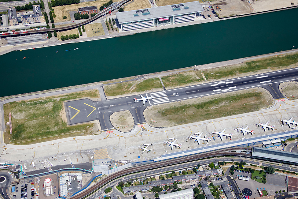 Aerial view of London City Airport runway ®AndrewHolt
