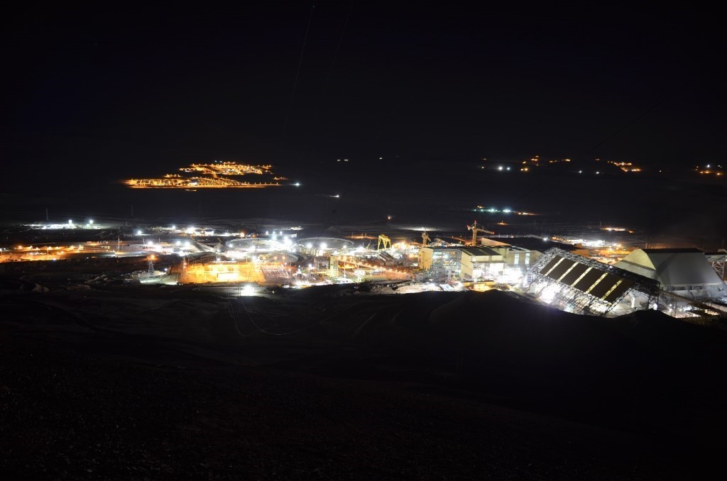 aerial view of Escondida at night