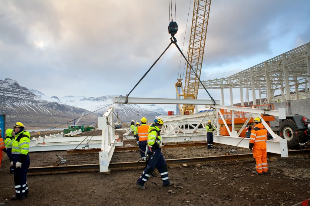 Fjardaal aluminum smelter structural steel assembly.