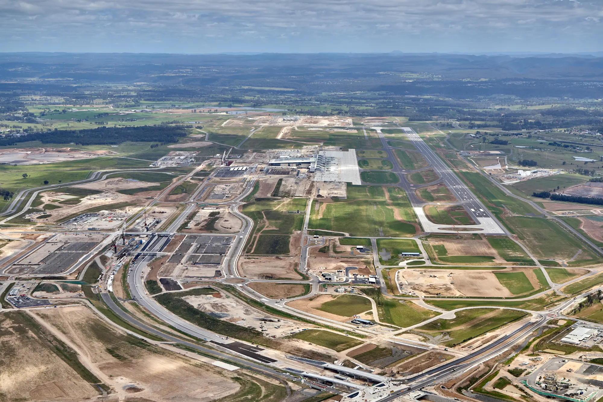Aerial view Elizabeth Drive Construction at Western Sydney Airport