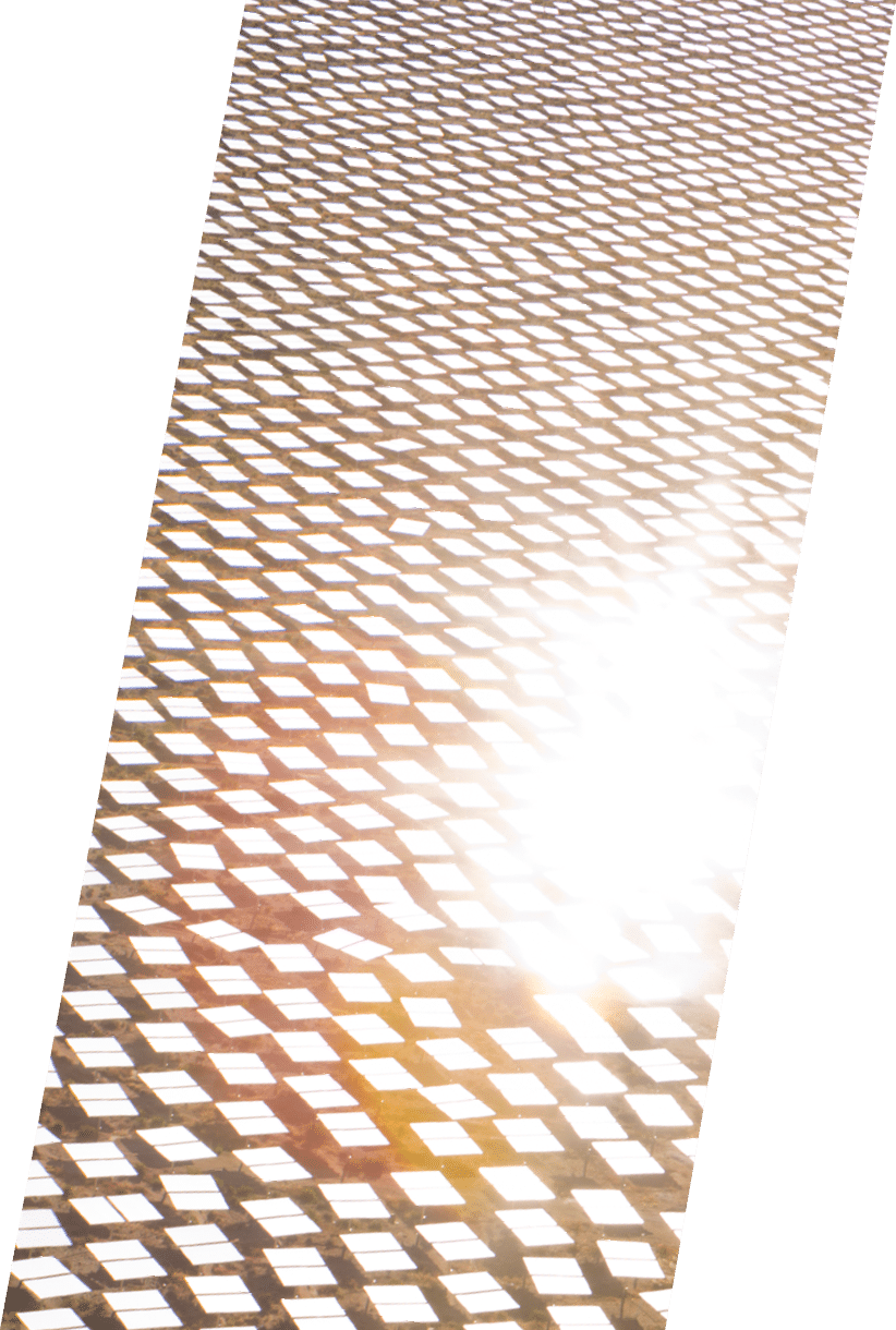 IVANPAH, CALIFORNIA, OCTOBER 17 2012: Aerial view of Unit 1 heliostats at sunrise at the Ivanpah Solar Project 