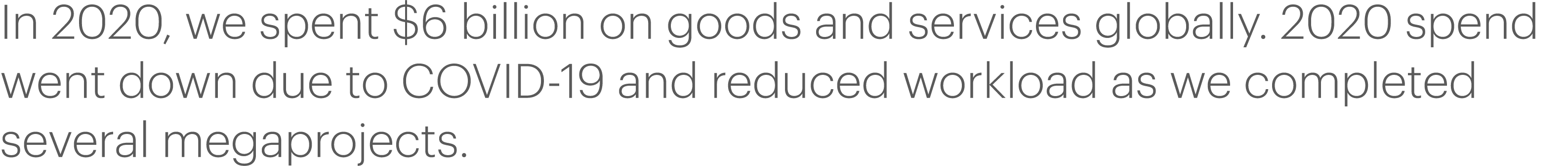 In 2020, we spent  6 billion on goods and services globally  2020 spend went down due to COVID-19 and reduced workloa   