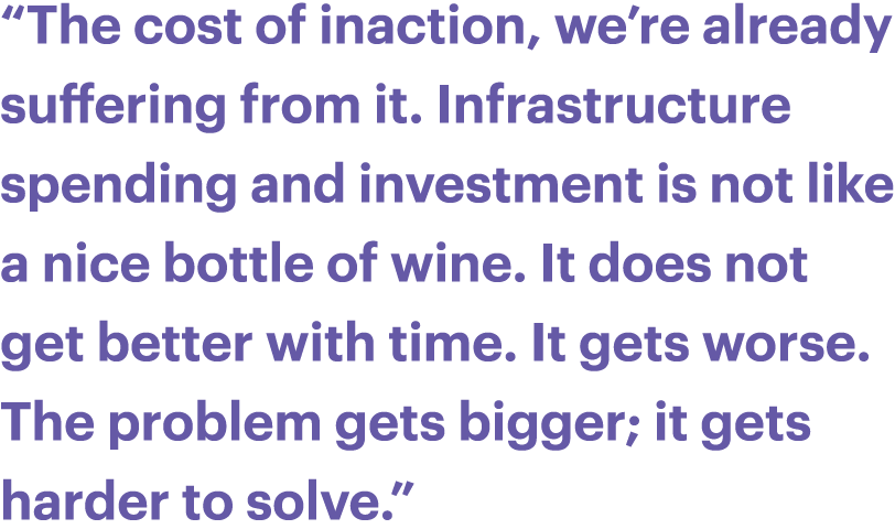 “The cost of inaction, we’re already suffering from it. Infrastructure spending and investment is not like a nice bot...