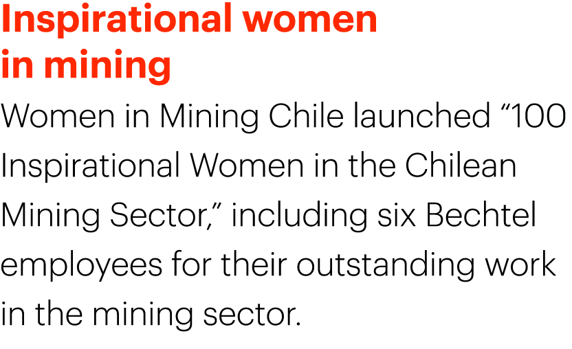 Inspirational women in mining Women in Mining Chile launched “100 Inspirational Women in the Chilean Mining Sector,” ...