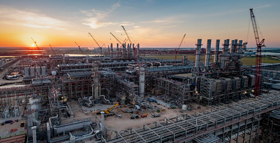 Aerial view of outside battery limits (OSBL) pipe rack