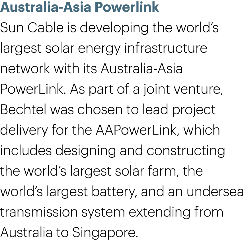 Australia-Asia Powerlink Sun Cable is developing the world’s largest solar energy infrastructure network with its Aus...